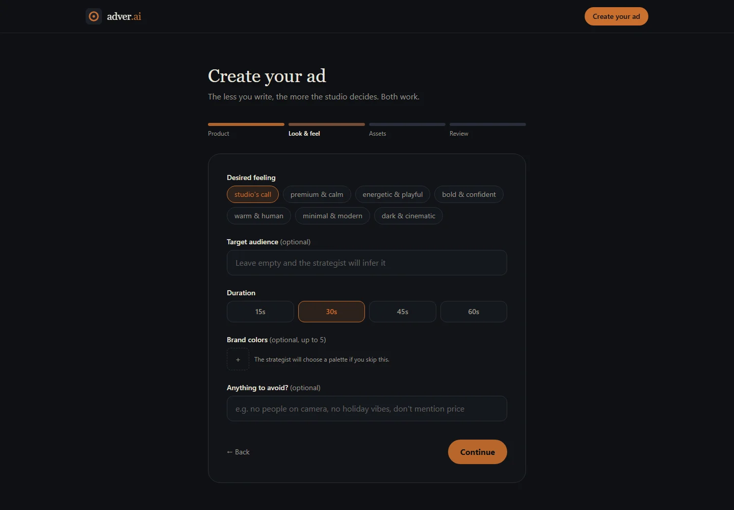 AdverAI — Interfaccia di prodotto / Dati dimostrativi